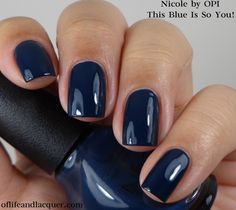 Nicole by OPI New Core Colors For 2014 - Part 1 - Of Life and Lacquer Dark Blue Opi Gel Polish, Ash Blue Nails, Opi Navy Blue Polish, Almomd Nails, Dark Blue Nail Polish, Nails Minimalist, Blue Gel Nails, January Nails, Glamorous Nails