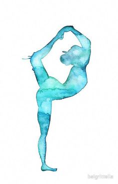 a watercolor painting of a person doing yoga