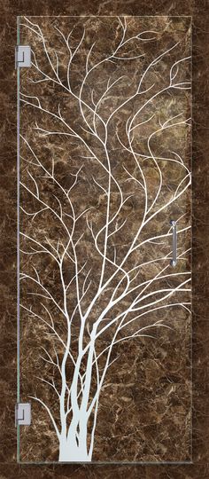 a tree with white branches on a brown marble background