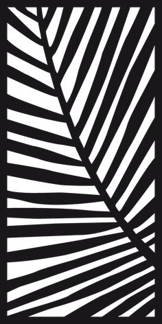 a black and white palm leaf is shown in the shape of a rectangle pattern