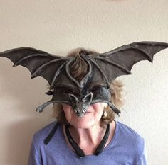 Bat Maskchiropteran Mammal Vampire Paper Mache Unique | Etsy Clay Bat, Mask Paper Mache, Bat Mask, Mask Paper, Paper Mache Mask, Unique Masks, Painted Vans, Night Mask, Mask Painting