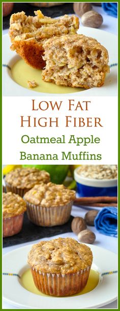 High Fiber Muffins, Low Fat Muffins, Fiber Muffin, Apple Banana Muffins, Oatmeal Apple, Wholesome Breakfast, Menu Sarapan Sehat, Healthy Breakfast Muffins, Low Cholesterol Recipes