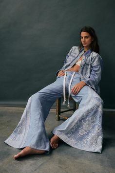 We The Free Power Play Wide-Leg Jeans | Free People Embroidered Denim Shirt, Free Power, Spring Denim, Sporty Sneakers, Free People Style, All Jeans, Embellished Jeans, Denim And Lace, Lace Dress Long