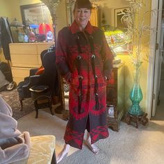 Vintage Woolrich Navajo Wool Blanket Coat In Spectacular Condition. Fits Size Extra Large But Tag Says Small. Measurements: Bust 44”/Arm Length 25”/Length 48.5” Wool Blanket Coat, Coats Vintage, Blanket Coat, Vintage Woolrich, Wool Blanket, Extra Large, Black And Red, Jackets & Coats, Jackets For Women