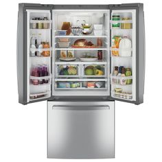 an open refrigerator with its doors wide open