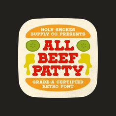 an all beef patty logo on a black background