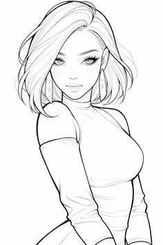 Coloring Pages Couples, Bob Hair Drawing, Hairstyle Reference Drawing, Girl Hairstyles Drawing, Coloring Sheets For Teens, Female Hairstyles Drawing, Coloring Pages Girl, Baddie Drawings, Manga Art Style