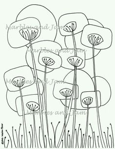 an ink drawing of flowers in black and white