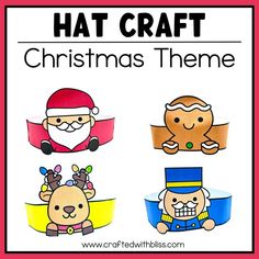 christmas themed crafts for kids to make with paper hats and other holiday decorations, including santa claus