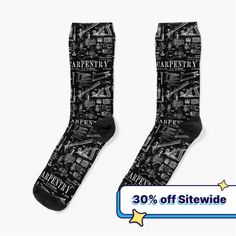 Super soft all-over printed knit socks with extra cushioning in the sole. Suitable for men and women. Made for the DIY home repair fixologist man cave. Unique retro blueprint patent application diagram of woodworking hammer, saw, plane, drill, callipers and screw tool patent design. Funny woodworker, craftsman, tradesman, builder, Father's Day, dad and grandpa gifts and woodwork workshop gift ideas for woodworkers, dads and grandpas. Woodwork Workshop, Patent Application, Carpenter Tools, Carpentry Tools, Print Socks, Diy Home Repair, Patent Prints, Designer Socks, Grandpa Gifts