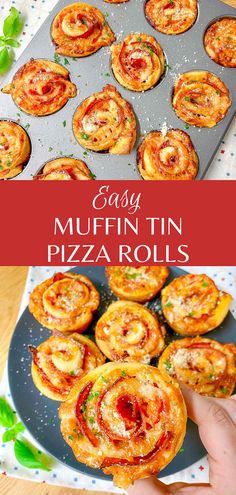 easy muffin tin pizza rolls recipe that's ready to be eaten