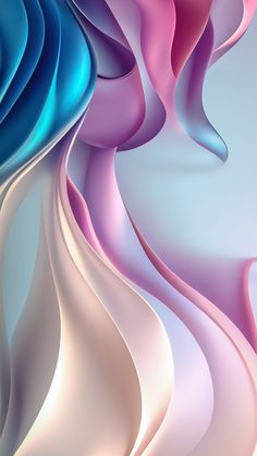 an abstract background with blue, pink and white wavy lines on the bottom right corner