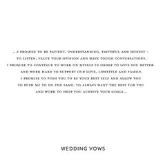 the wedding vows are written in black and white