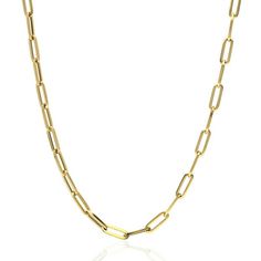 Length (inches): 18 Product Category: Chains & Necklaces Weight (gm): 6, 6.7, 7.5, 8.3, 9, 11.5 Body Area: Neck Occasion: Any For: Women, Men Metal: Yellow Gold Metal Purity: 14K Base Metal: Yellow Gold, 14k Finish: High Polished Link Style: Elongated Link Type: Hollow Clasp Type: Lobster Claw Color: Yellow Length (inches): 16, 18, 20, 22, 24, 30 Width (mm): 4 Brand: WJD Exclusives Crafted in: Europe Size: one size.  Color: Metal Type.  Gender: unisex.  Age Group: adult. Gold Paperclip Necklace, Real Gold Necklace, Paperclip Necklace, Heart Accessories, Chains Necklaces, Silver Shop, Belly Rings, Toe Rings, Chain Link Necklace