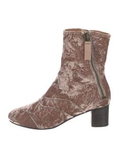 Chloé Velvet Mid-Calf Sock BootsNeutralsPrintedSquare-ToesExposed Zip Closure at SidesFit: This style typically runs a half size small. Pink Velvet Boots, Pink Velvet Shoes, Chloe Boots, Velvet Boots, Velvet Shoes, Pink Round, Rounded Toe Boots, Toe Boots, Calf Socks