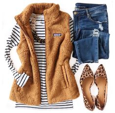 How To Wear Jeans To Work, Leopard Print Shoes, Vest Fashion, Vest Outfits, Looks Chic, Fall Fashion Outfits, Casual Fall Outfits, Cozy Fashion