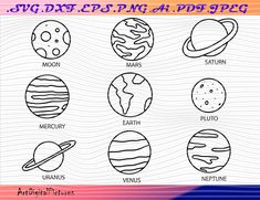 the solar system with eight planets and their names