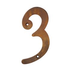 the number three is made out of metal and has two holes on each one side