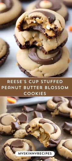 reese's cup stuffed peanut butter blossom cookies are the perfect treat for fall and halloween