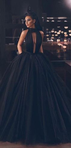 A-line Halter Black Tulle Evening Modest Long Prom Dresses Online PD120 Couture Dior, Wedding Dress Black, Black Wedding Gowns, Black Ball Gown, Wedding Dress Guide, Fancy Wedding Dresses, 파티 드레스, Fancy Wedding, Dress Guide