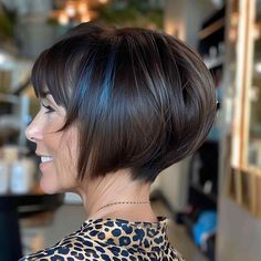 Stacked Bob With Bangs Fine Hair, Stacked Bobs For Fine Hair, A Line Bob Short Stacked, Bob With Bangs Fine Hair, Stacked Bob With Bangs, Short Stacked Bob Haircut, Concave Bob Hairstyles