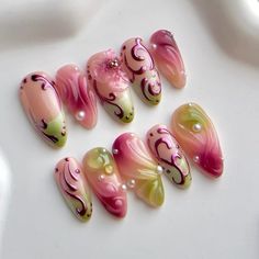 Pink And Dark Green Nails, Nail Burgundy, Nail Neutral, Fairy Nail Art, Nail Design Gold, Nail Purple, Nail Square, Nail Coffin, Nail Natural