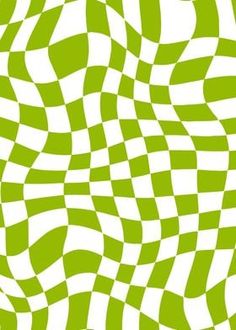 an abstract green and white checkerboard pattern with wavy lines in the center, as well as diagonal stripes