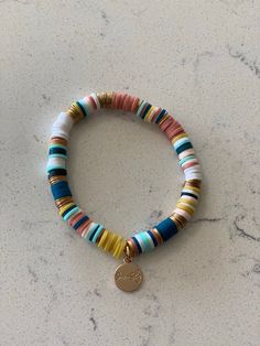 SunKissed Bracelet - ONIE + SKY Colorful Beads Bracelets, Heishi Bead Bracelet Ideas, Heishi Jewelry, Stacked Beaded Bracelets, Colorful Bead Bracelets, Preppy Things, To Love And Be Loved, Senior Stuff, Bead Creations