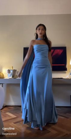 Bday Outfit Ideas Long Dress, Pisces Dress, Blue Long Prom Dress, Graduation Ball, Matric Dress, Bday Dress, Prom Dress Blue, Blue Evening Dress