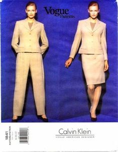 two women's suits and one woman's suit are shown in this sewing pattern