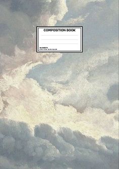 the composition book cover is made up of white and gray clouds