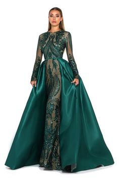 Scarlett Dresses, Gown Pattern, Long Sleeve Gown, Long Sleeve Sequin, Sequin Gown, Fashion Weeks, Long Sleeve Maxi, Solid Dress, Long Sleeve Lace