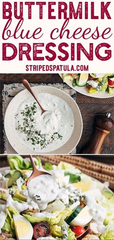 buttermilk blue cheese dressing in a white bowl