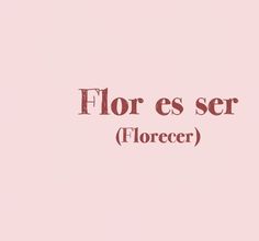 a pink background with the words flor es ser