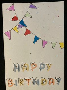 a birthday card with the words happy birthday written in multicolored letters on it