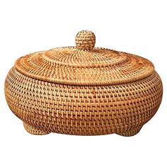 a basket with lid is shown on a white background