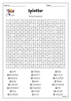 the word search is shown in this worksheet to help students learn how to spell words