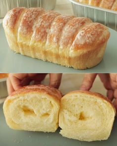 two pictures of different types of bread