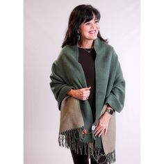 Originals Pashmina Scarf Forest Green Shawl view - Fashion Crossroads Inc. Sweater Wraps Shawl, Oversized Scarf Wrap, Scarf As A Poncho, Pashmina Scarves, Scarf With Fringe, Stylish Scarves, Fashion Scarf, Fringe Scarf, Original Fashion