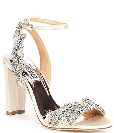 Tan Women's Dress Sandals | Dillard's Badgley Mischka Bridal, Bride Heels, Elegant Wedding Shoes, Jeweled Heels, Sparkle Heels, Wedding Shoes Bride, Bridal Wedding Shoes, Video Tiktok, Badgley Mischka Shoes