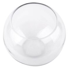 a clear glass bowl on a white background