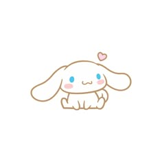 a cute little bunny sitting down with a heart on its chest and eyes closed,