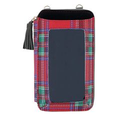 This colorful and festive tartan plaid design is perfect for this time of year, and this Everywhere Wallet will make your life so much more organized and simpler. Featuring the all-important RFID protection and an adjustable/removeable 60-inch cross body strap or a 30-inch drop. The interior is protected by a full zipper and contain 6 card slots, 2 slip pockets, an ID window, and a zipper pocket. This wallet/clutch will keep you organized and ready to be on the go, and the coolest feature is a o Clutch Organization, Purse Organization, Genuine Leather Wallets, Red Tartan, Wallet Organization, Plaid Design, Zip Wallet, Mini Purse, Leather Pouch