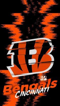 an image of the logo for the nfl team on a black background with orange and white stripes