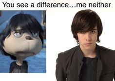 an animated character is shown next to a cartoon character that looks like the same person