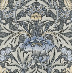 an intricately designed wallpaper with flowers and leaves