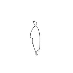 a line drawing of a person standing with their back to the camera