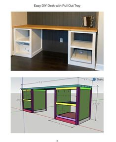 the plans for this diy desk with pull out trays are easy to build