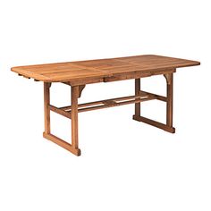 a wooden table sitting on top of a white background