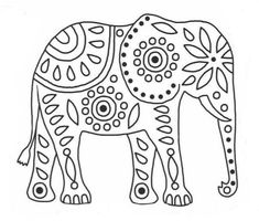 an elephant with intricate designs on it's body